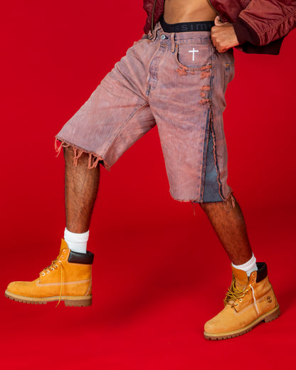 "VIOLET WASHED" FADED JORTS