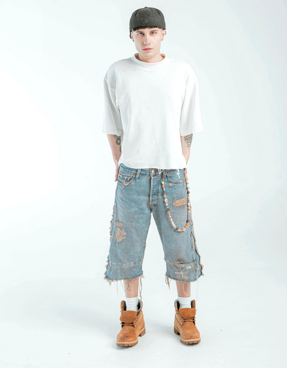 “LIGHT BROWN WASHED” JORTS