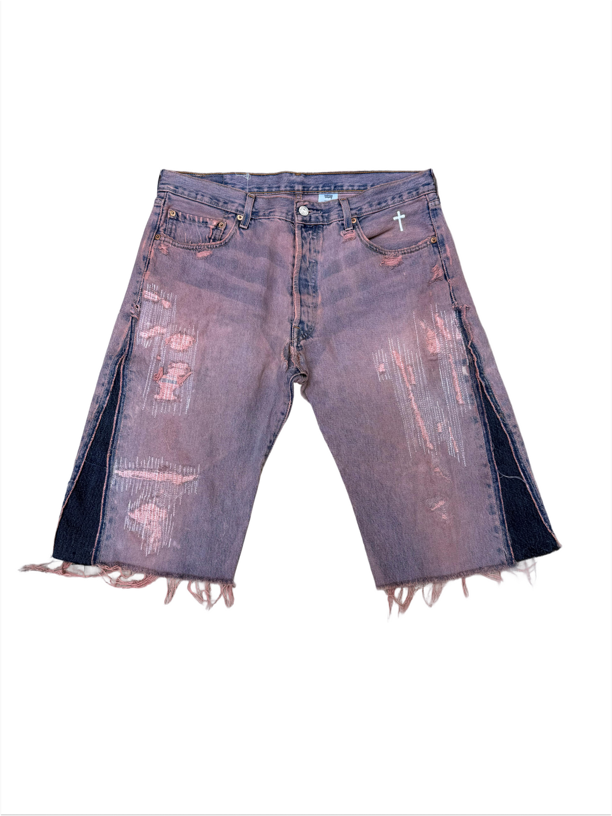 "LIGHT PINK WASHED" DISTRESSED JORTS