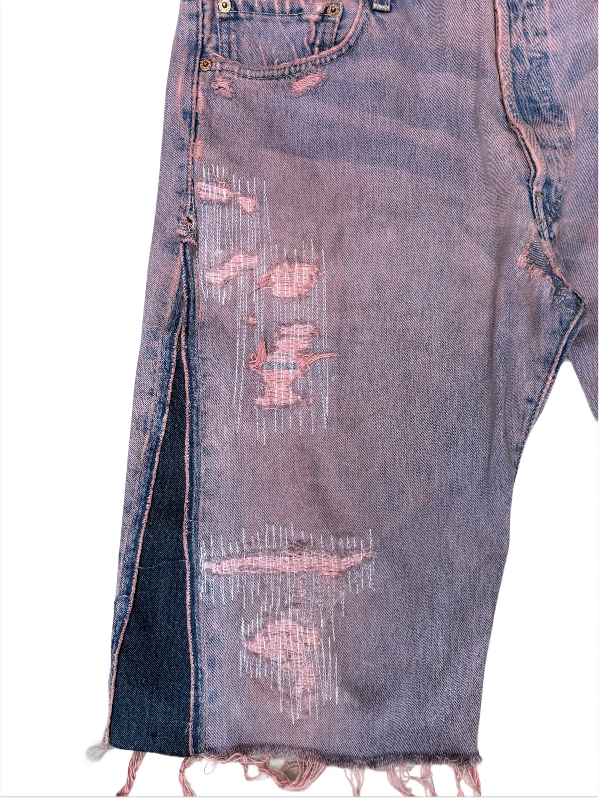 "LIGHT PINK WASHED" DISTRESSED JORTS